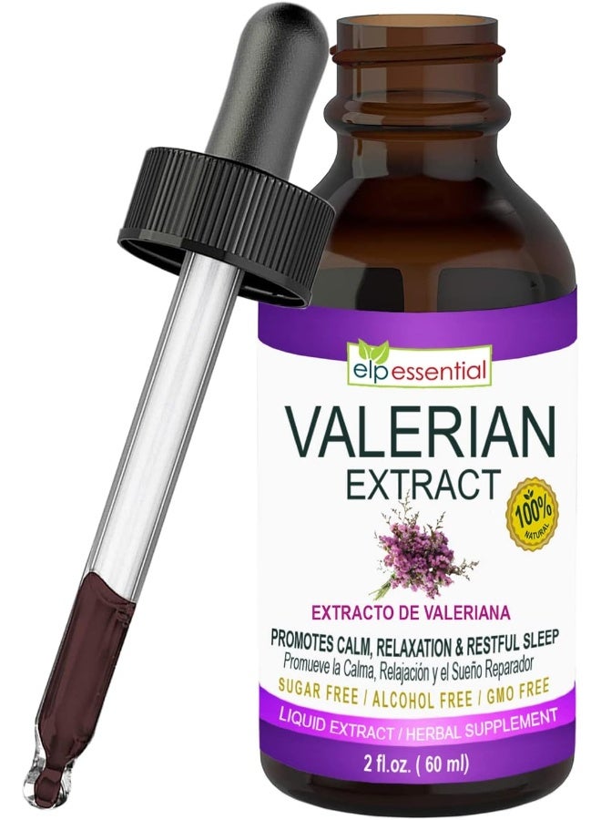 elp essential Valerian Root Extract Drops, 2 fl oz, Sugar Free, Alcohol Free, Non-GMO Gluten Free Liquid - Image 1